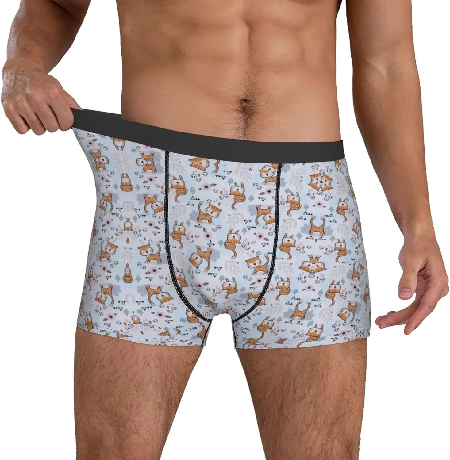 Llama Cartoon Pattern Print Men'S Boxer Briefs Underwear Trunks Soft Stretch Sport Breathable