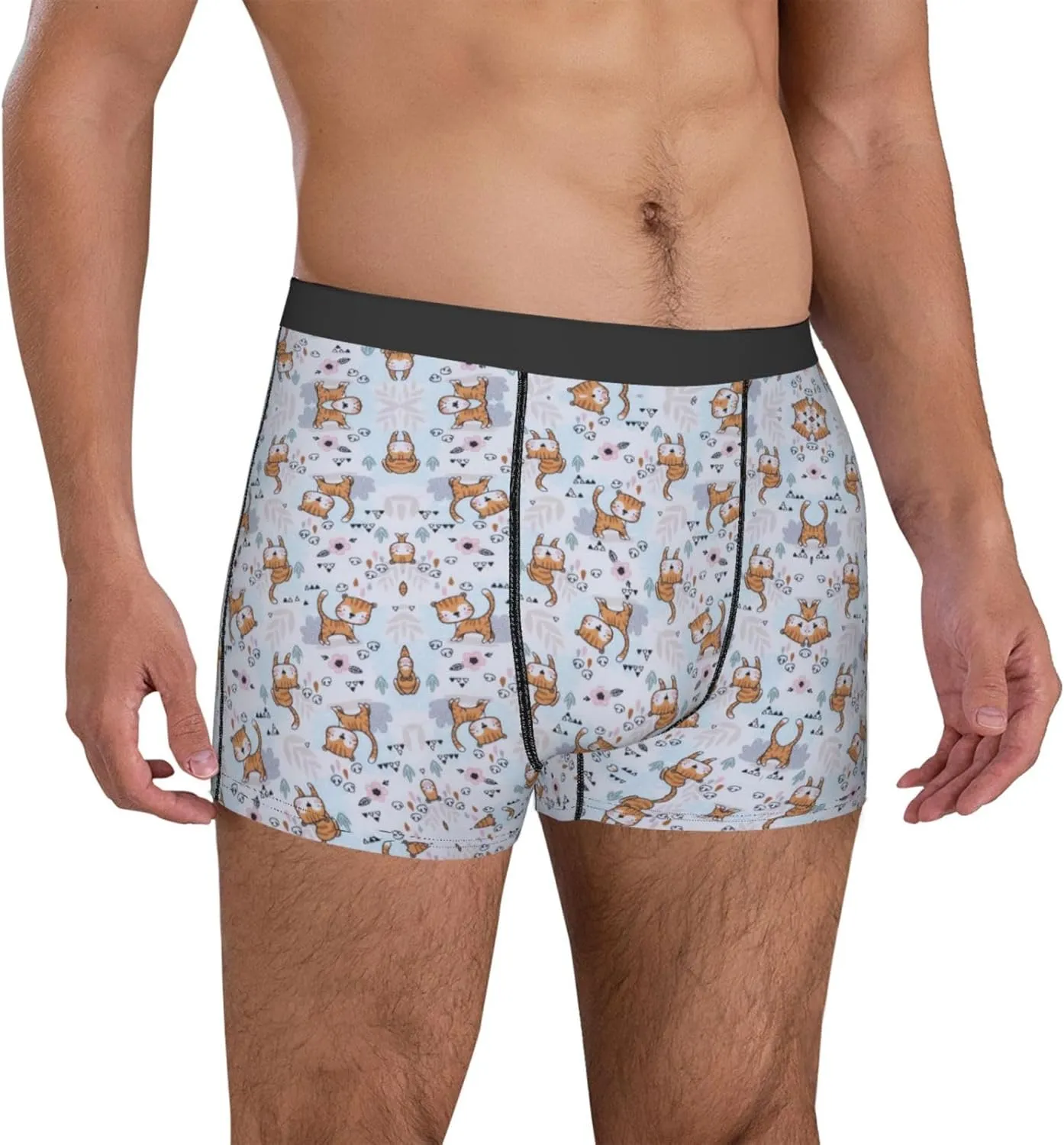 Llama Cartoon Pattern Print Men'S Boxer Briefs Underwear Trunks Soft Stretch Sport Breathable