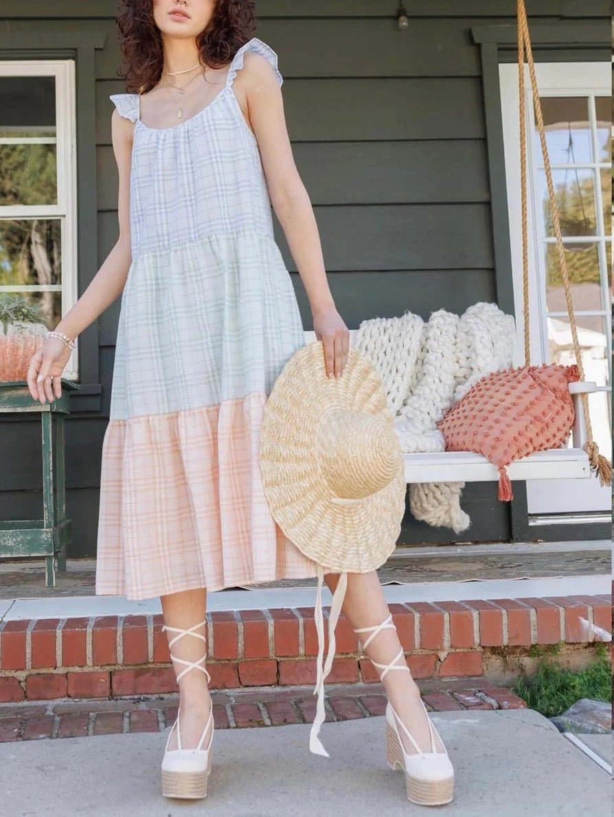 Lola Seersucker Dress Tailored Waistband Versatile Layer Wear