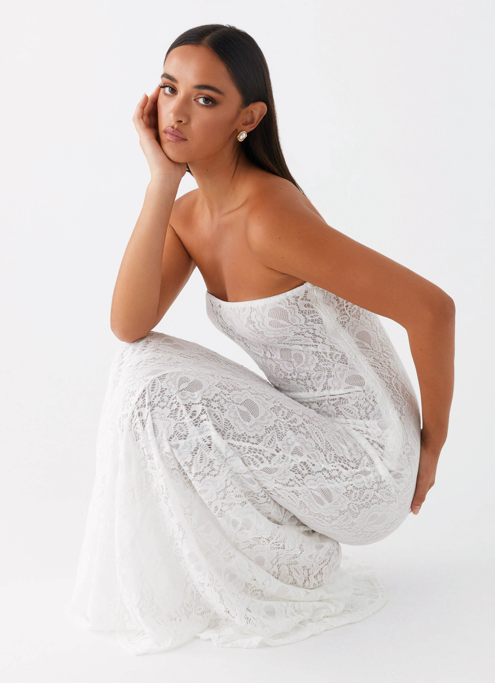 Quick-Dry Flowing Layers Lolita Lace Maxi Dress - Ivory