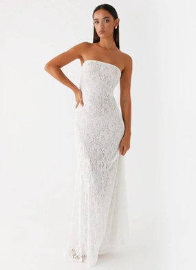 Lolita Lace Maxi Dress - Ivory Warm-Layer Open Back