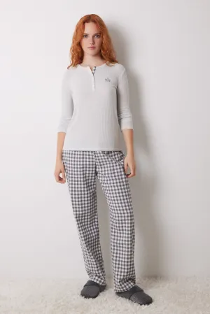 Long grey checked pajamas
