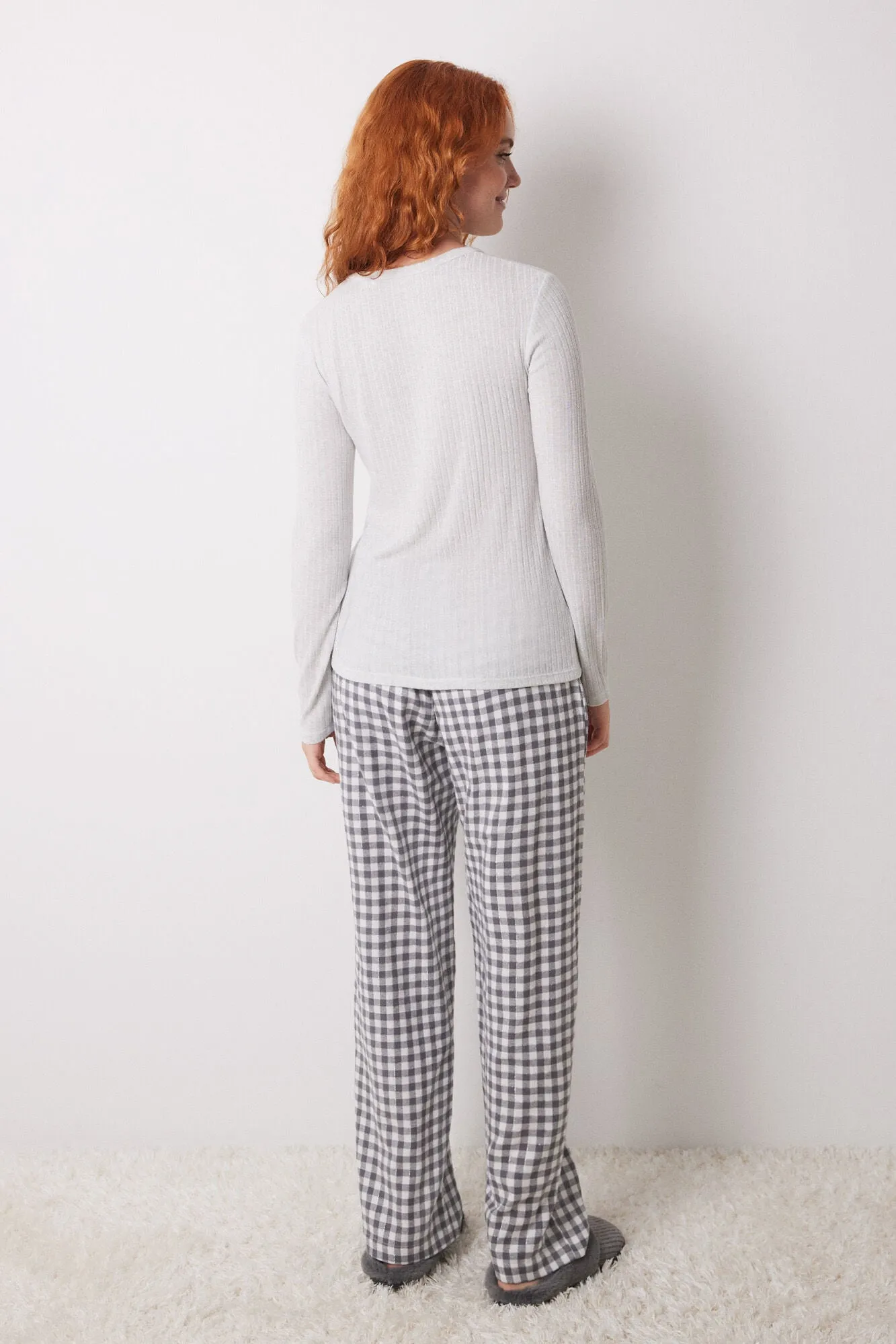 Long grey checked pajamas