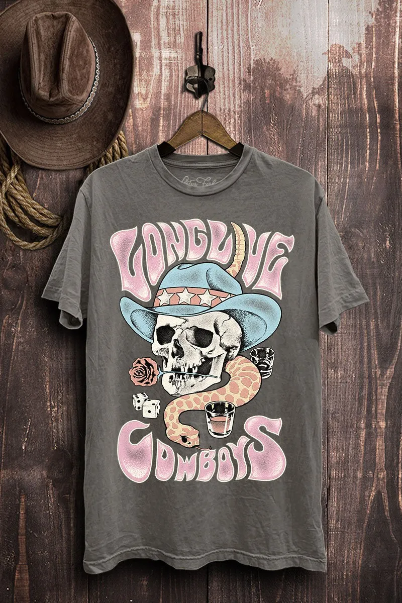 Fashionable Style Light Fabric Long Live Cowboys Graphic Tee