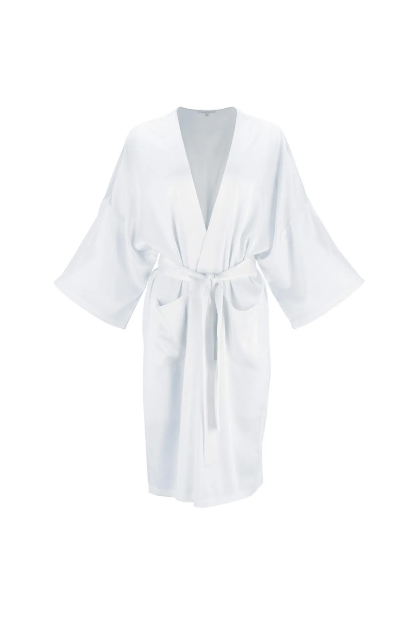 Long Silk Kimono Robe 'Meteya' in Milk White