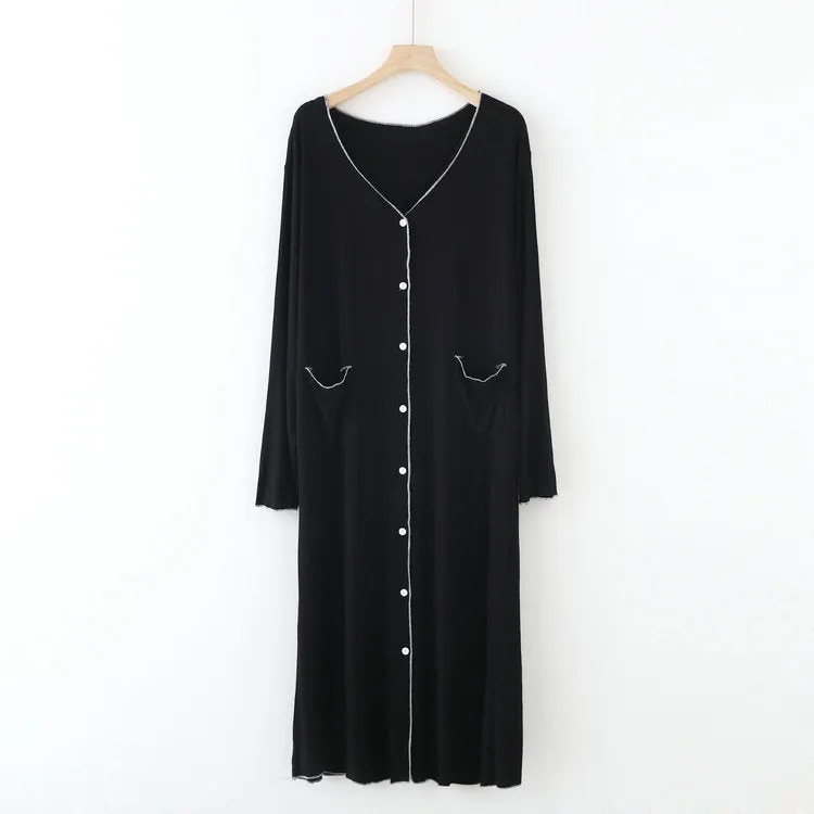 Long Sleeve Button Down Modal Nightgown