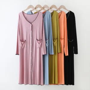 Long Sleeve Button Down Modal Nightgown