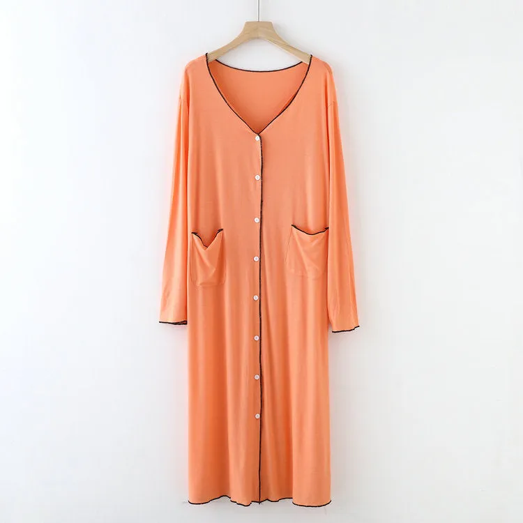 Long Sleeve Button Down Modal Nightgown