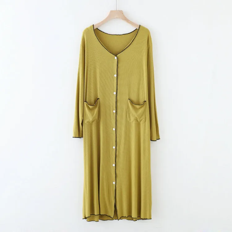 Long Sleeve Button Down Modal Nightgown