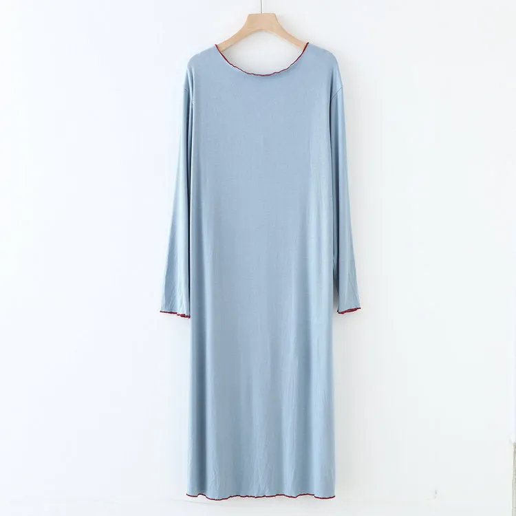 Long Sleeve Button Down Modal Nightgown