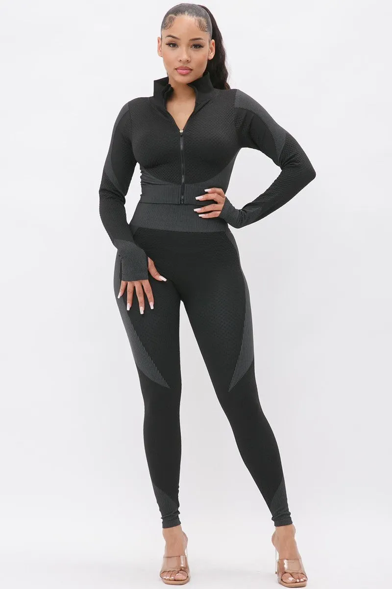 Long Sleeve Mock Neck Top and Leggings Set