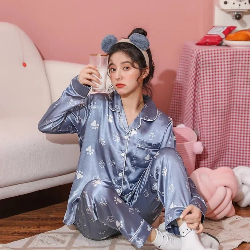 Long Sleeve Satin Nightwear