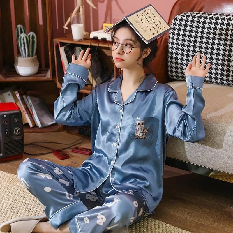Long Sleeve Satin Nightwear