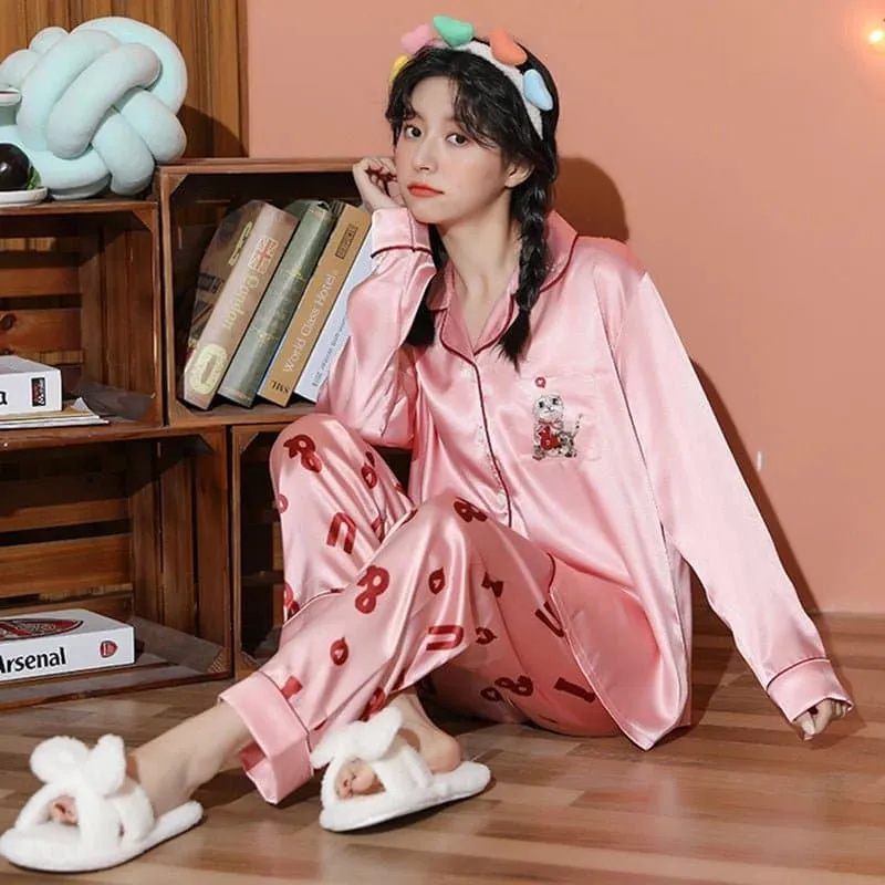 Long Sleeve Satin Nightwear