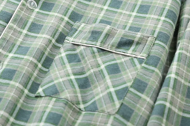 Long-sleeved Plaid Pajama Set