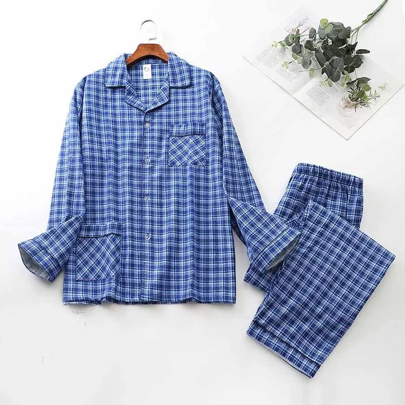 Long-sleeved Plaid Pajama Set