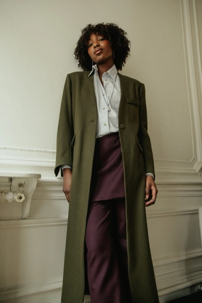 Reinforced Stress Points All Weather Adaptability Long Collarless Coat