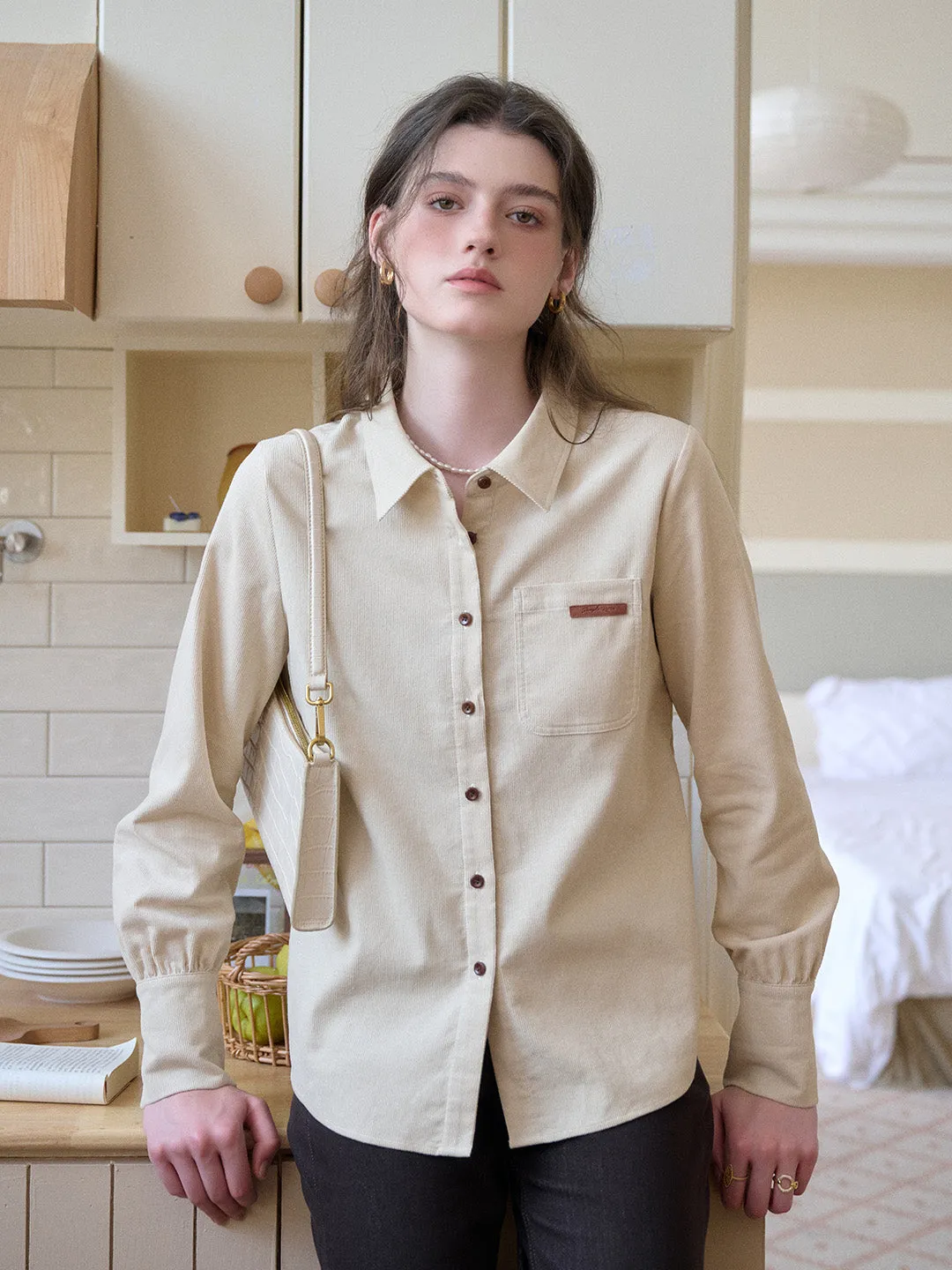 Breathable Lining Alondra Lapel 100% Cotton Shirt