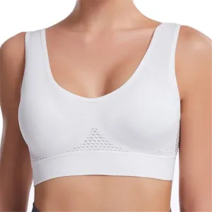 LONGLUAN Breathable Cool Liftup Air Bra, Seamless Wireless Cooling Comfort Breathable Bra with Removable Pads