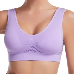 LONGLUAN Breathable Cool Liftup Air Bra, Seamless Wireless Cooling Comfort Breathable Bra with Removable Pads