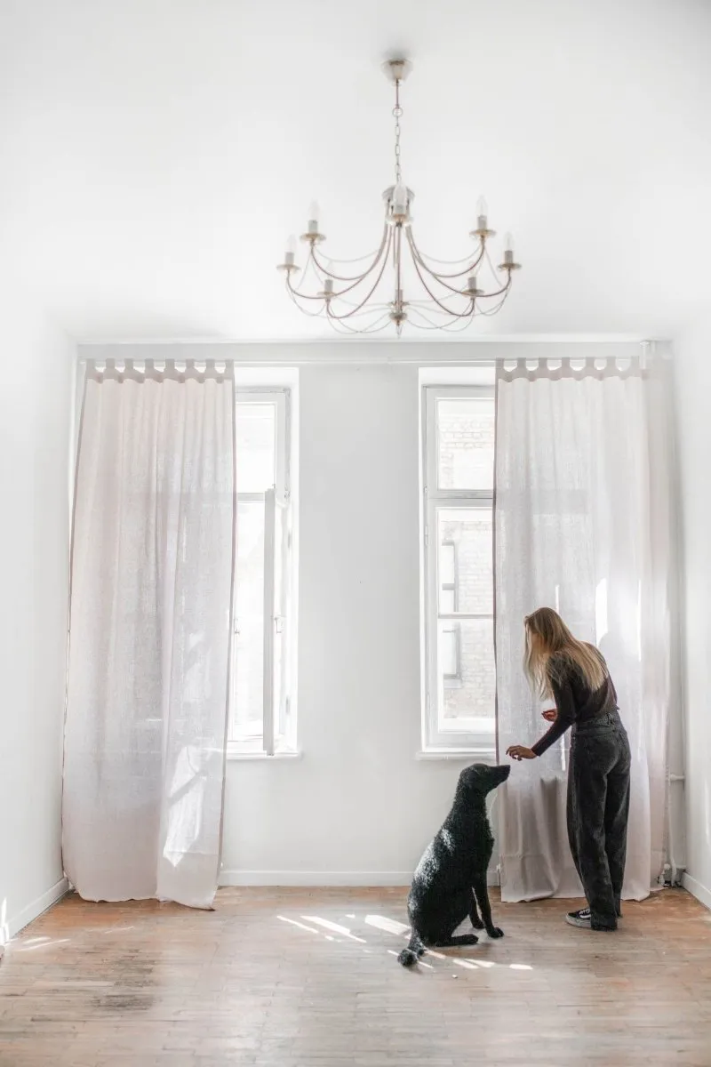Looped Tab Top 100% Linen Curtain Panel