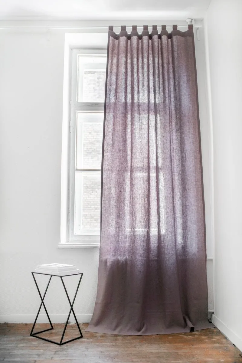 Looped Tab Top 100% Linen Curtain Panel