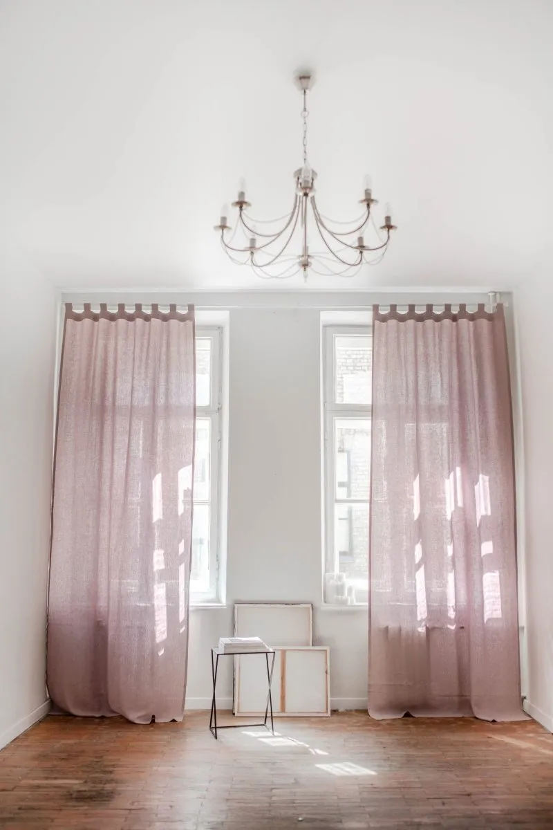 Looped Tab Top 100% Linen Curtain Panel