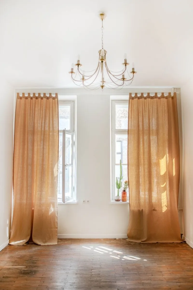 Looped Tab Top 100% Linen Curtain Panel