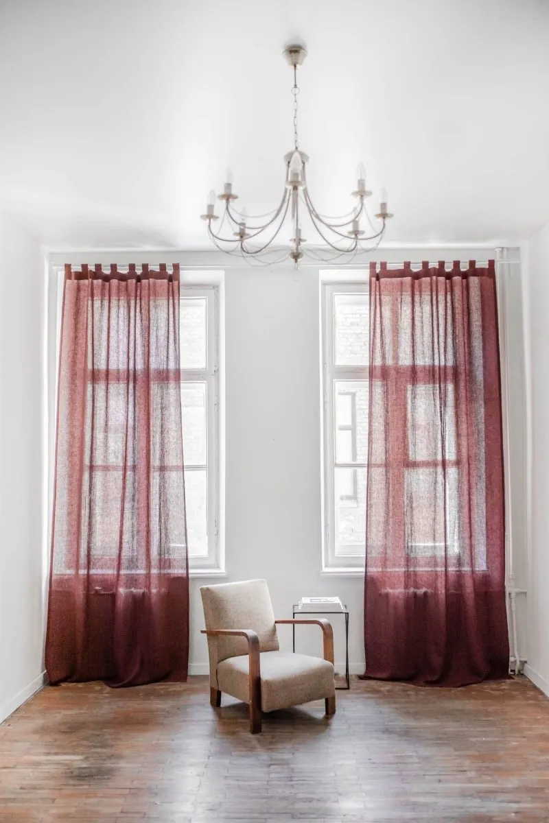 Looped Tab Top 100% Linen Curtain Panel