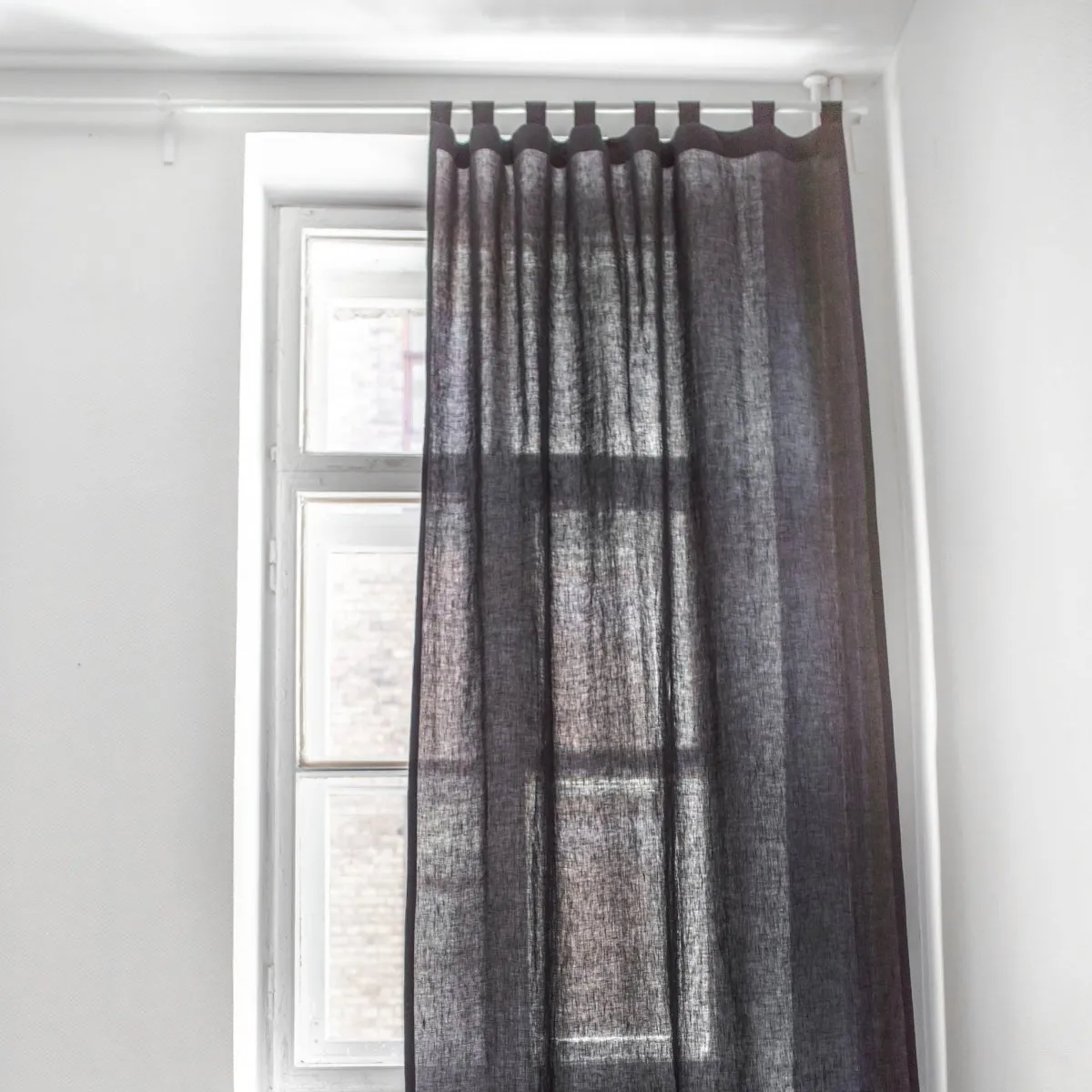 Looped Tab Top 100% Linen Curtain Panel