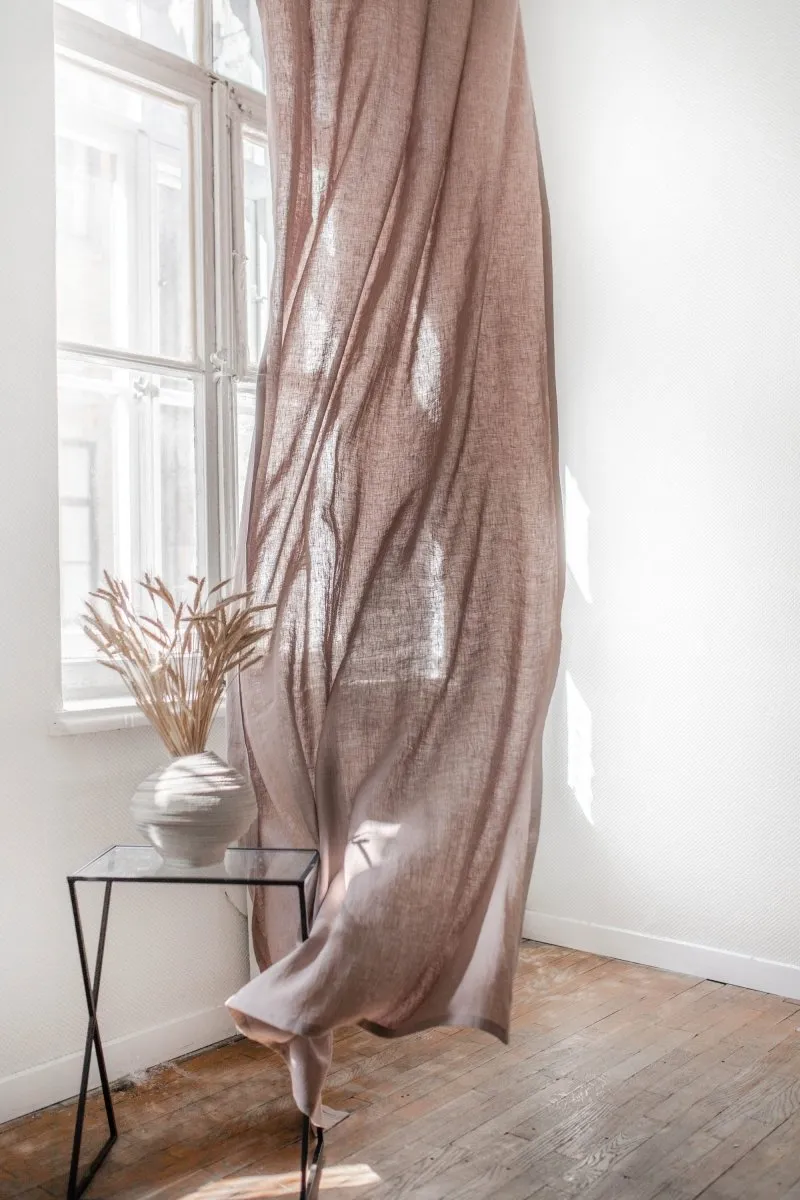 Looped Tab Top 100% Linen Curtain Panel