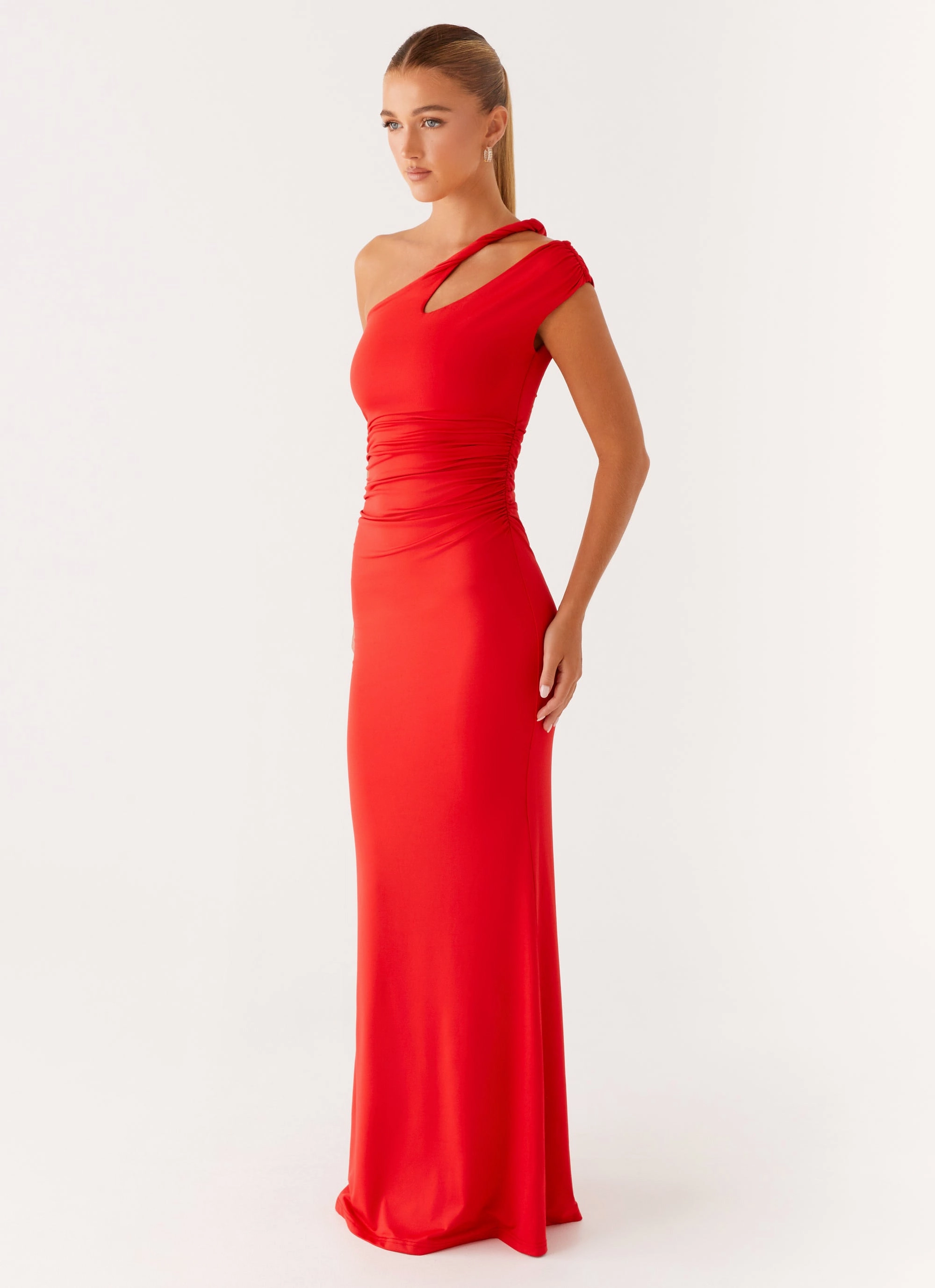 Lopez Maxi Dress - Tangerine Sleek Draping Button-front