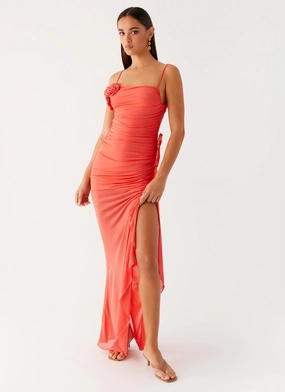 Louana Maxi Dress - Coral Soft Appearance Simple Mood