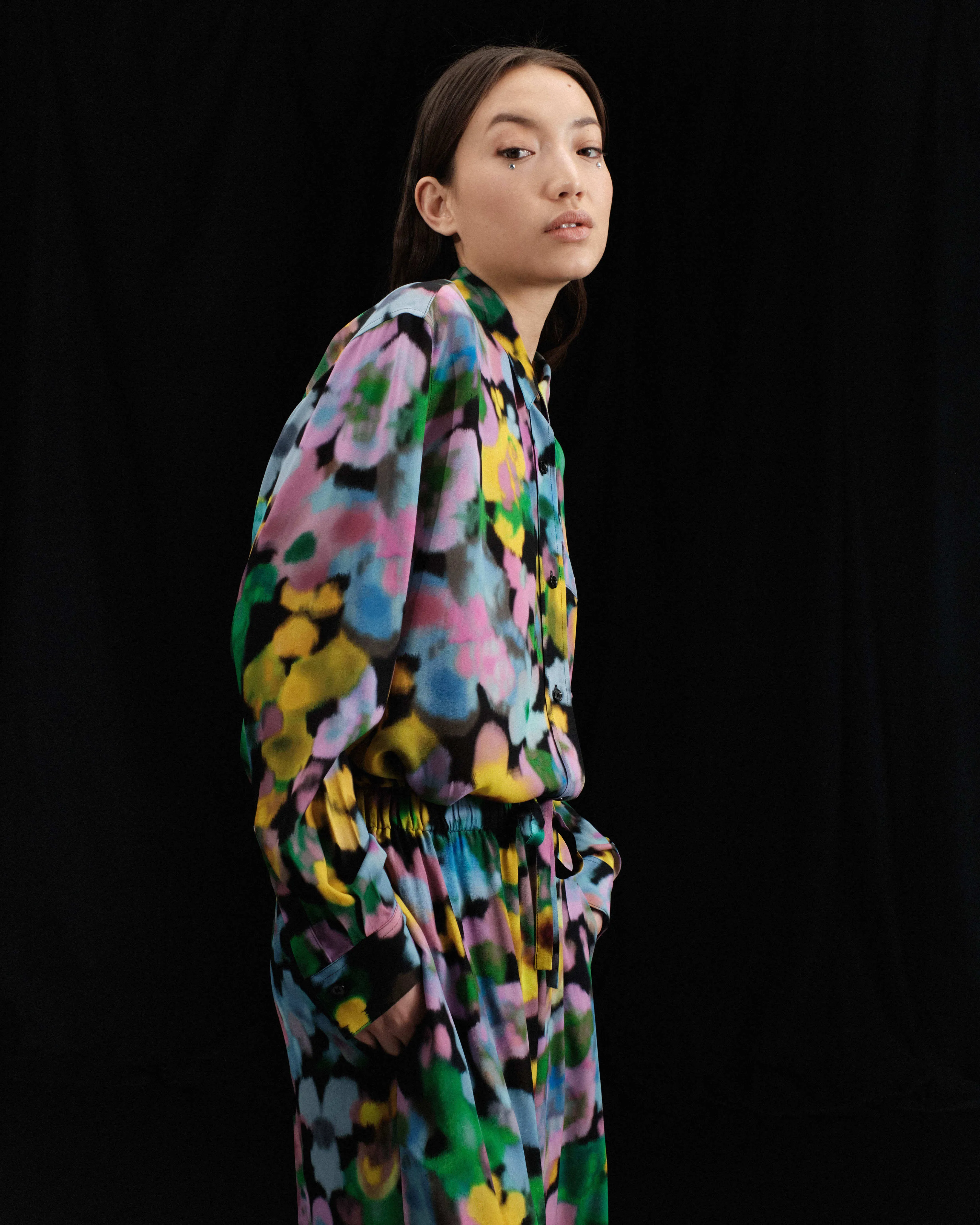LOUNGE SHIRT - FLOWERS PRINT