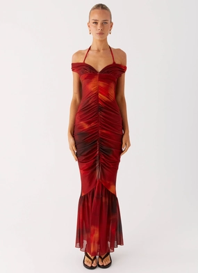 Love Me Not Maxi Dress - Scarlet Blur Chilly Weather Wear