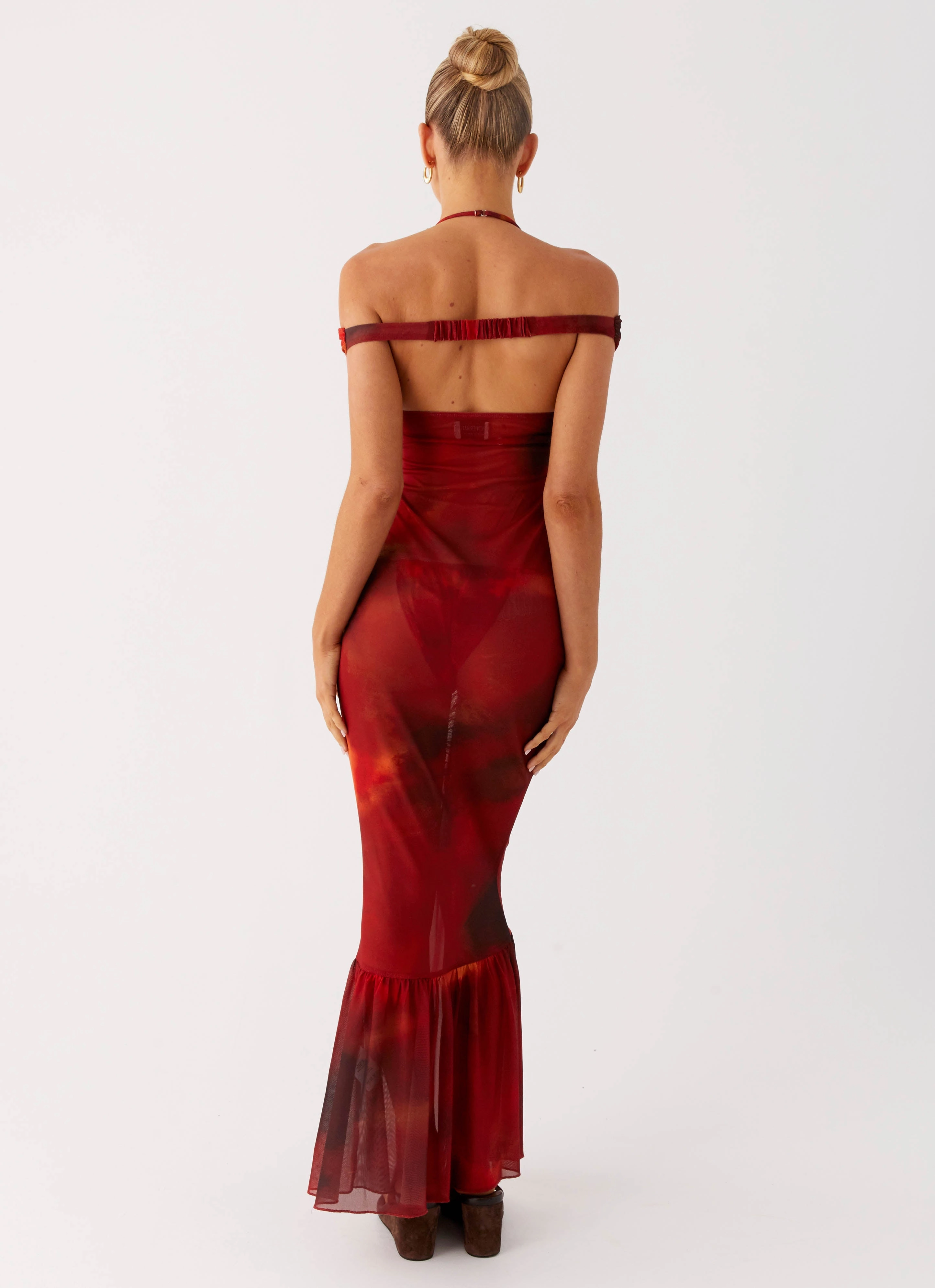 Subtle Elegance Decorative-Design Love Me Not Maxi Dress - Scarlet Blur