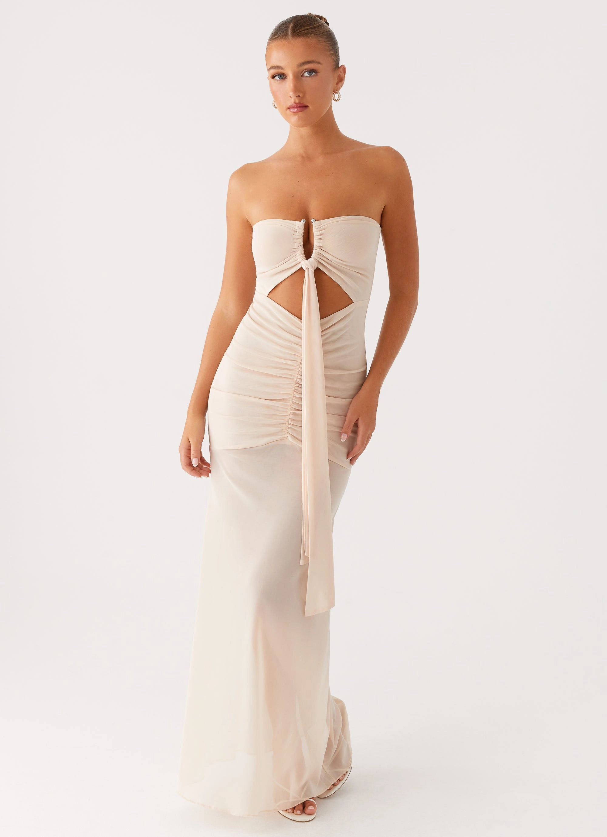 Lovie Maxi Dress - Beige Tailored Cut Bridal-Shower