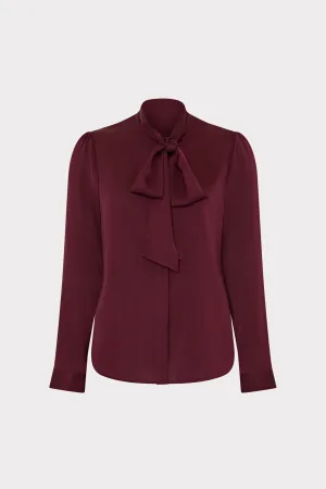 Flexible Waistband Adaptation Tie Neck Silk Blouse