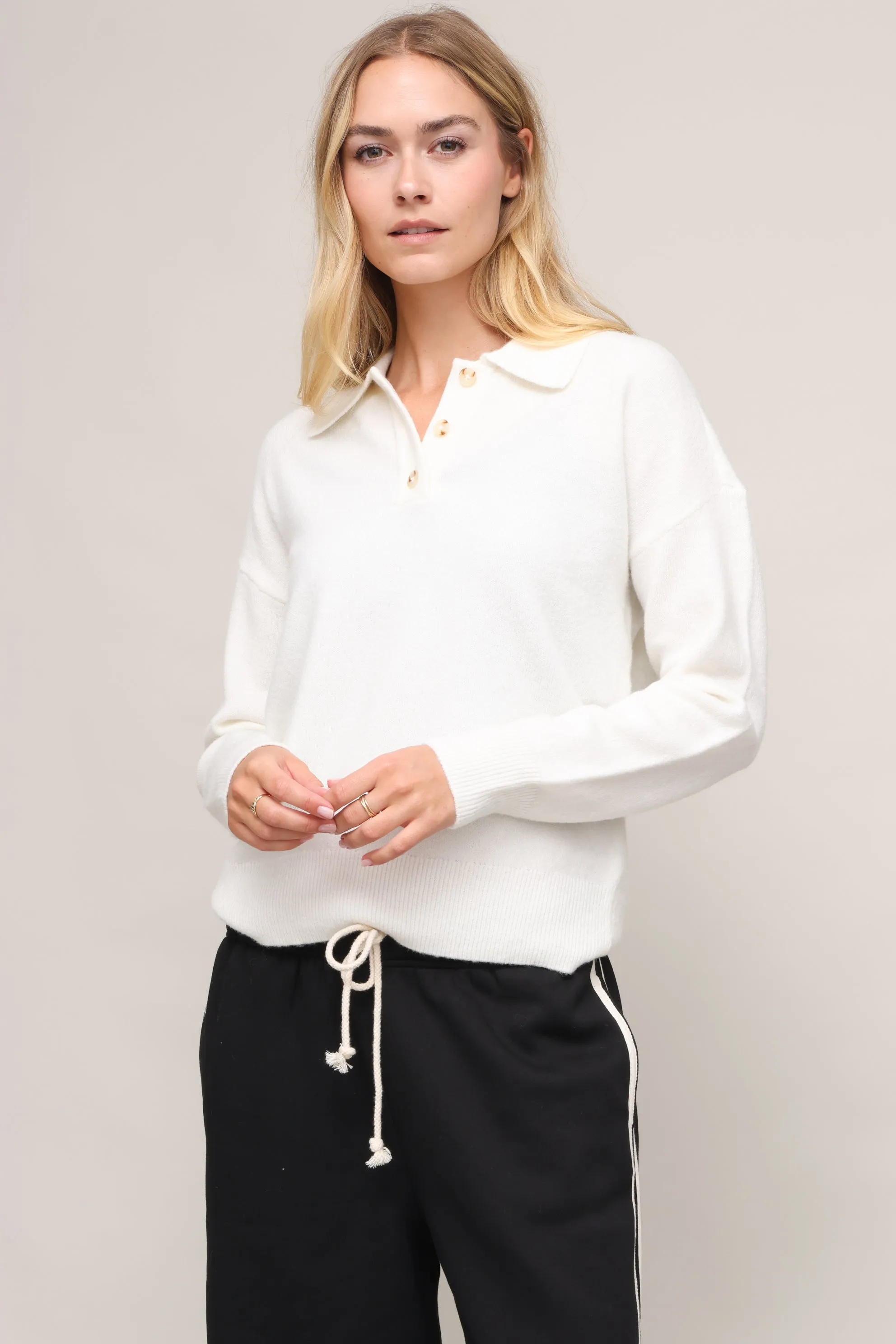 Distressed Texture Mckenzie Long Sleeve Polo