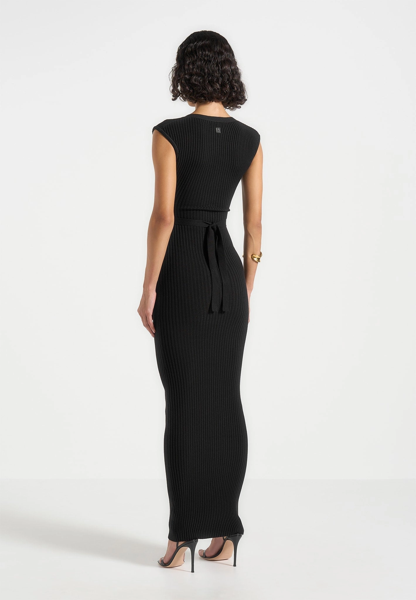 Helene - Knitted Midaxi Dress with Belt - Black Body Ease Fashion Forward