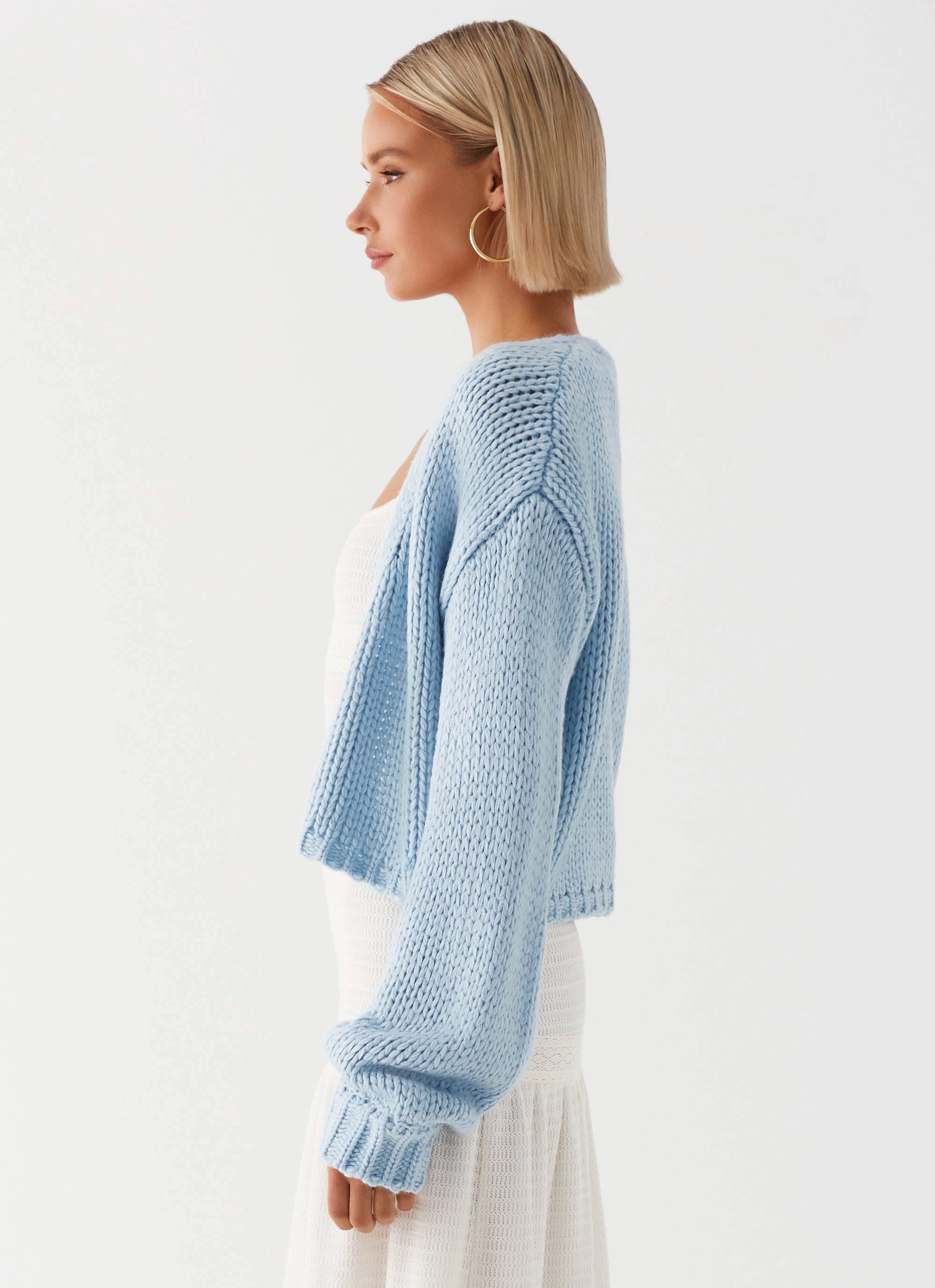 BreathableFabric Flex Fit Fabric Jasleen Knit Cardigan - Blue