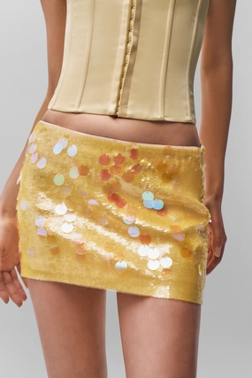 Low Rise Paillette Skirt Luxury Trim Moisture Wicking Textile
