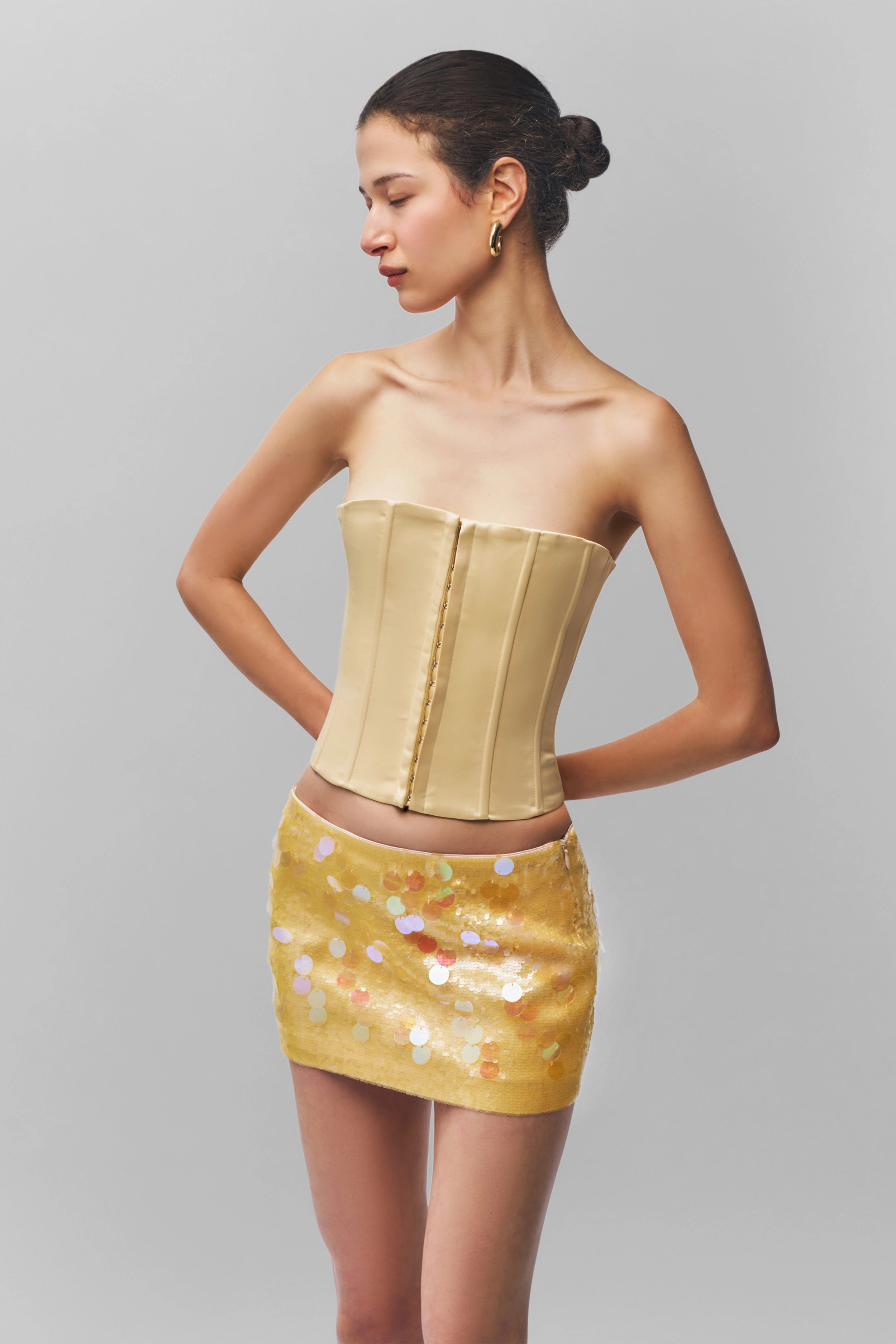 Low Rise Paillette Skirt Flexible Waistband