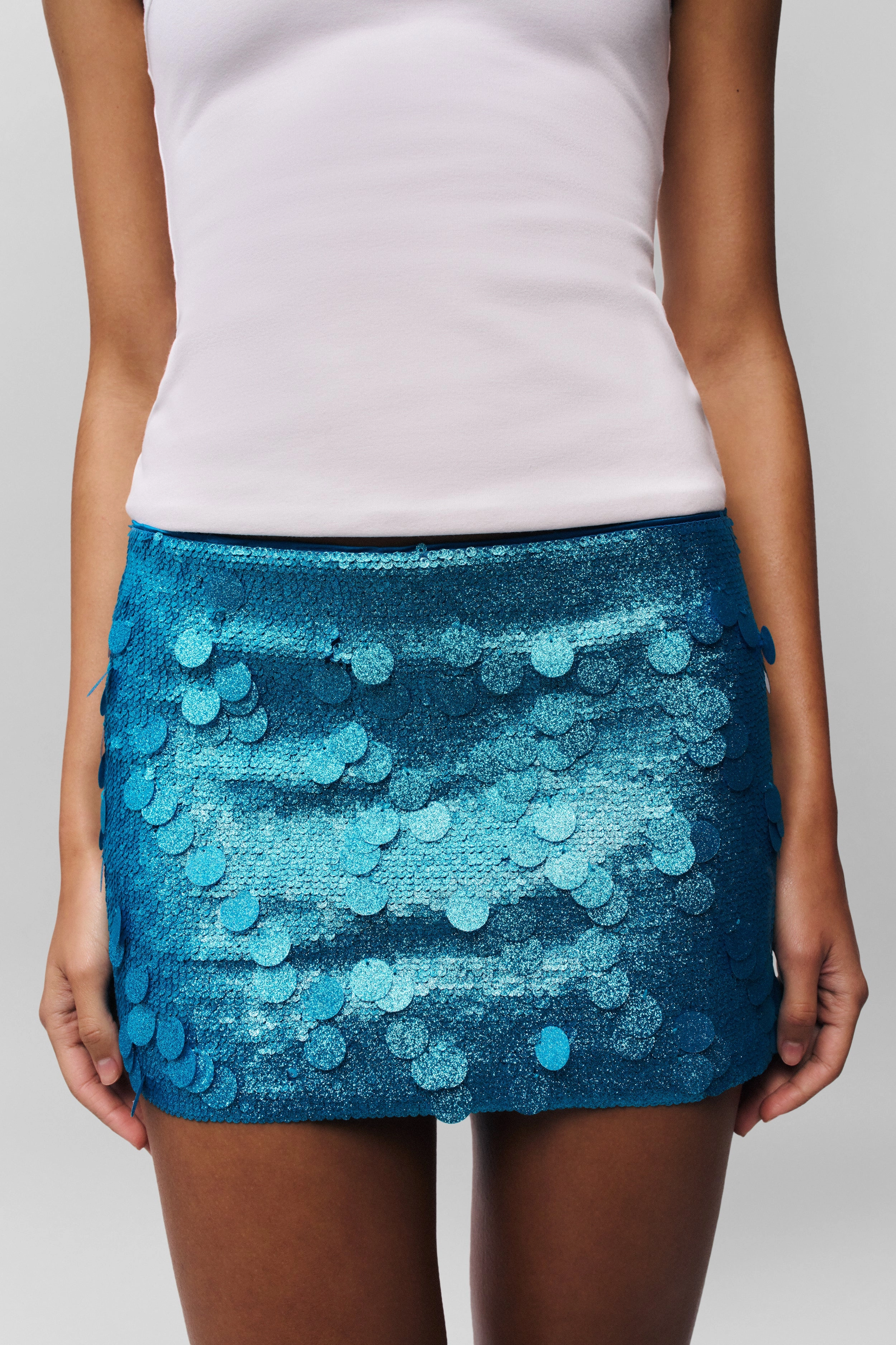 Day Wear Refined Texture Low Rise Paillette Skirt