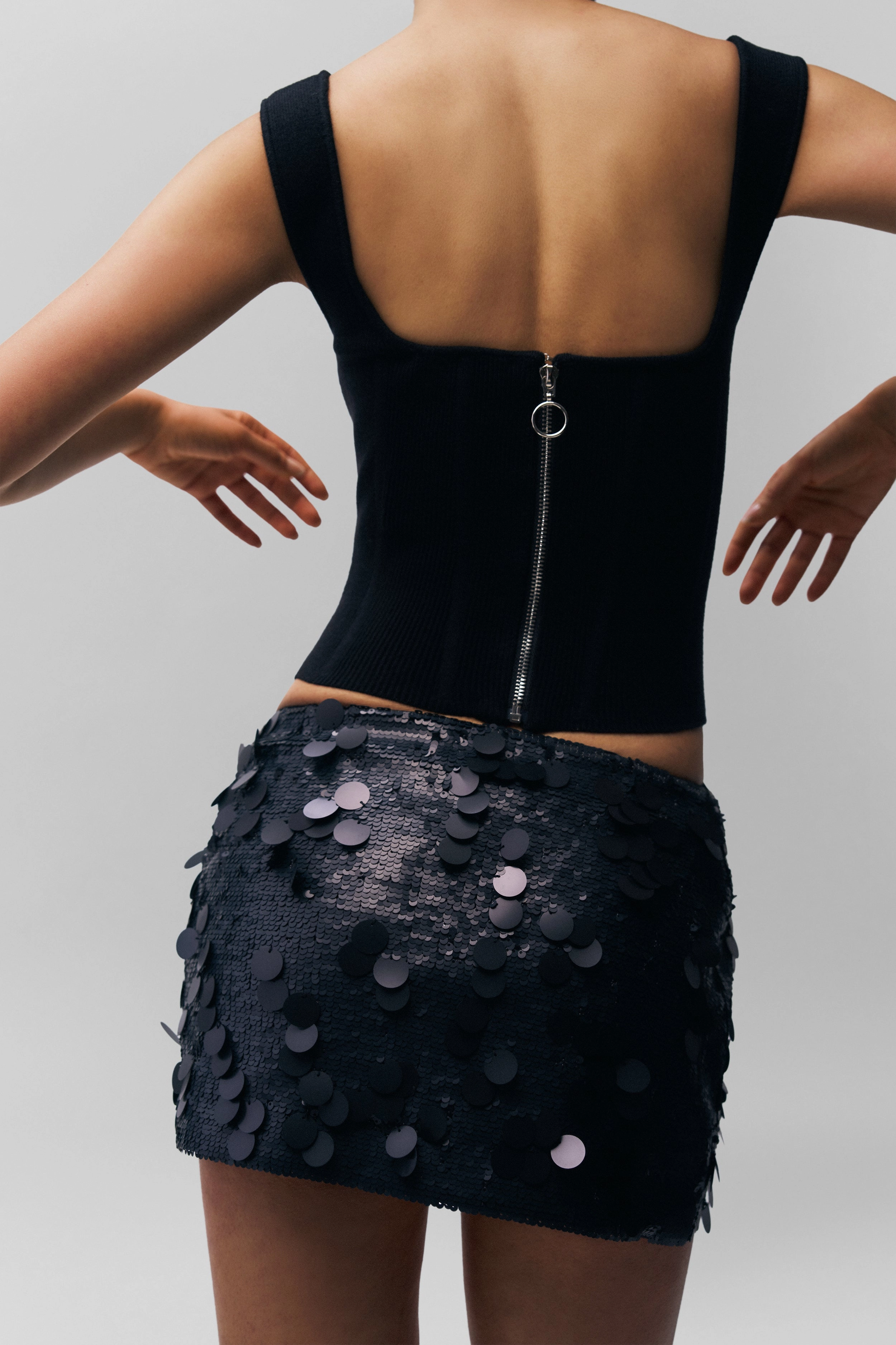 Low Rise Paillette Skirt Everyday Line Laidback Mood