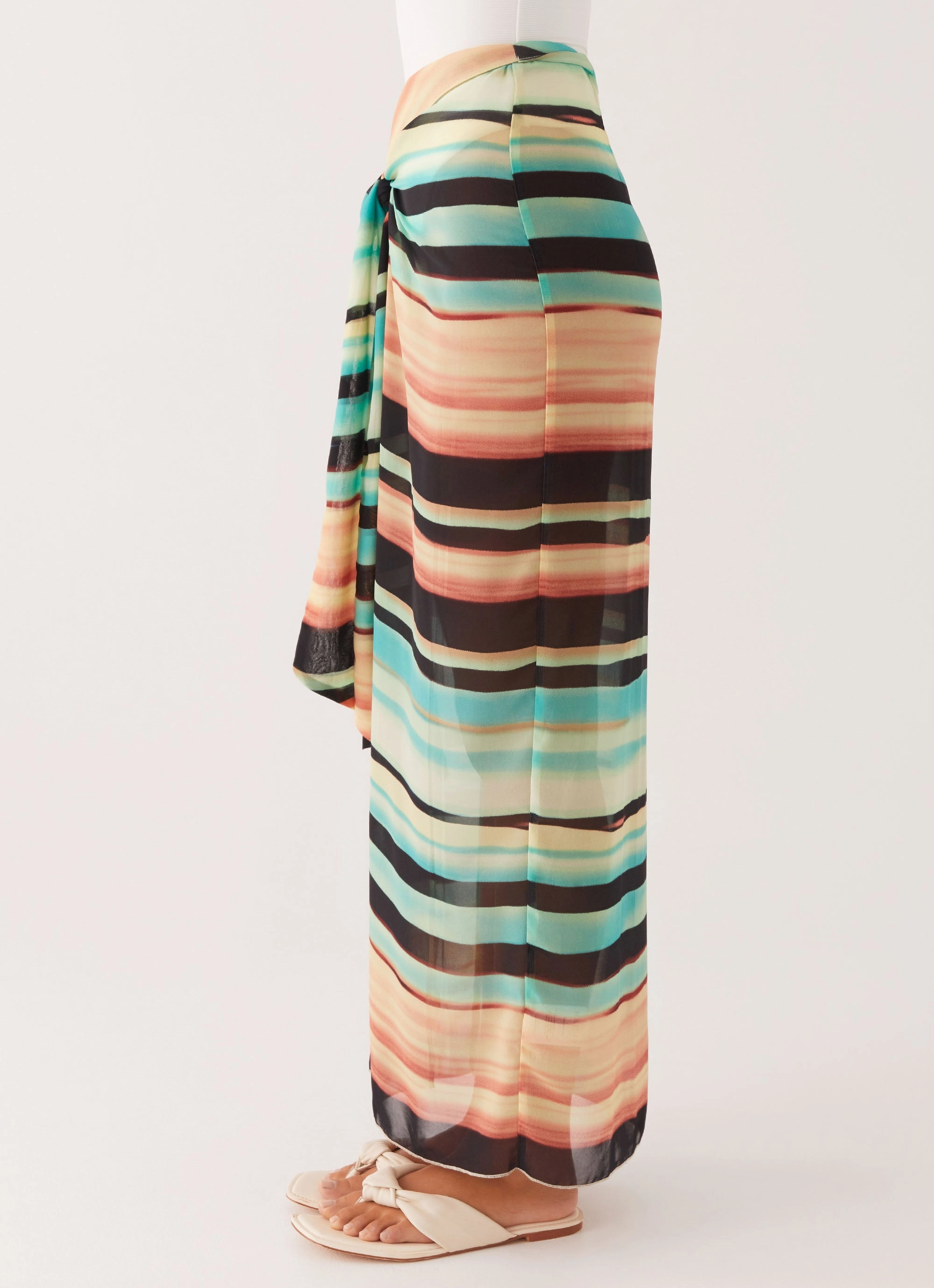 Low Tide Sarong Maxi Skirt - Stripe Quick Draining Vent Perforations Tropical Essentials Swim