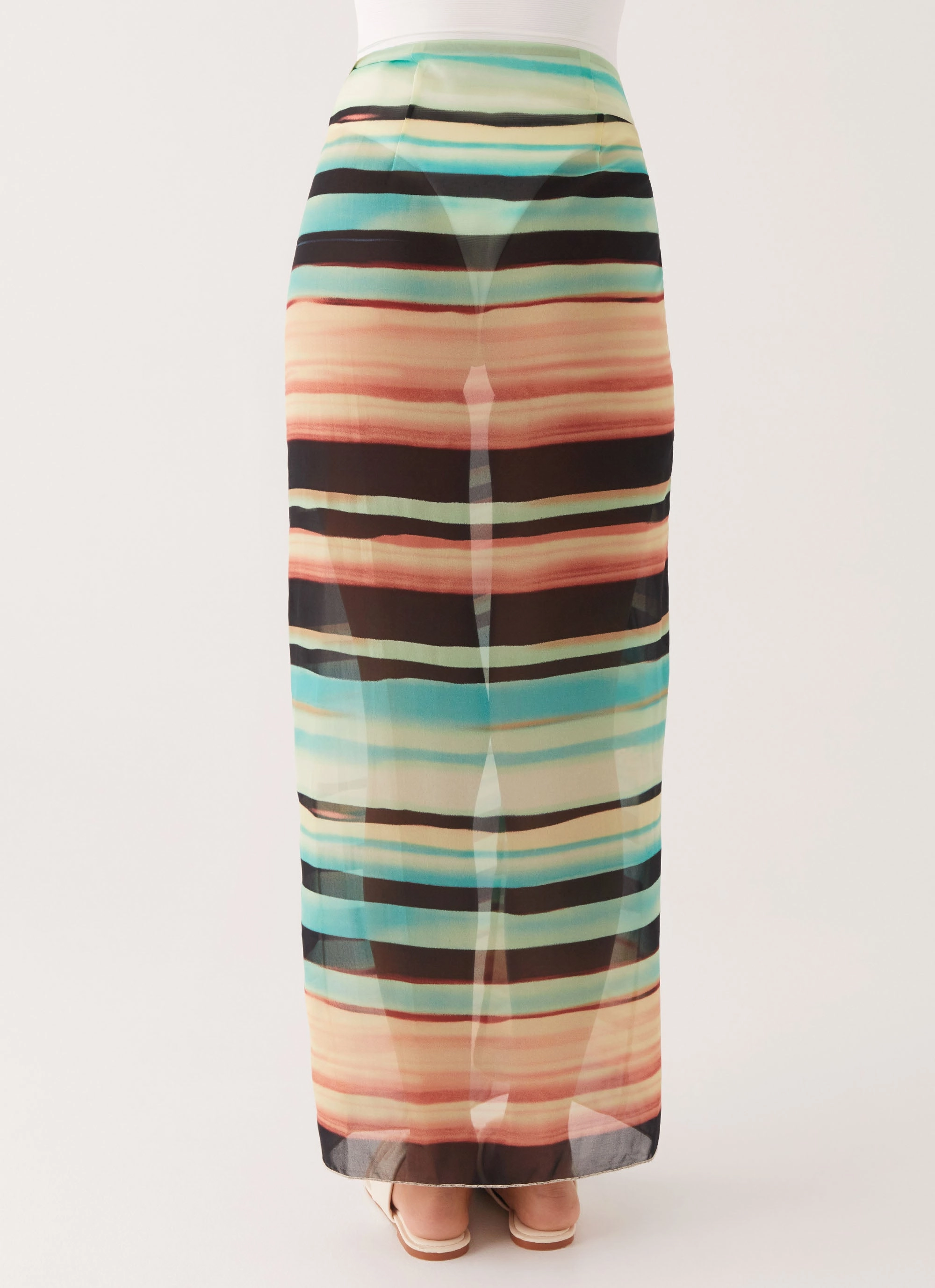 Recycled Polyester Low Tide Sarong Maxi Skirt - Stripe