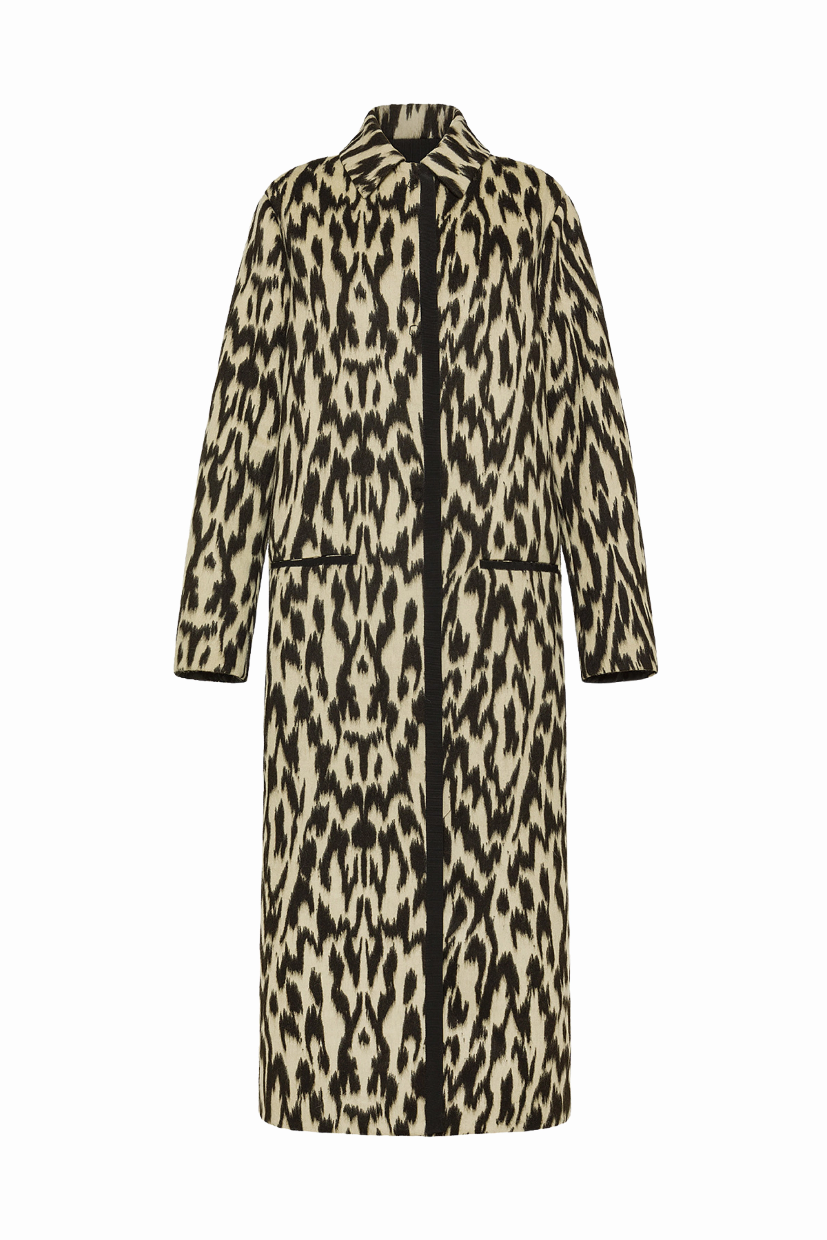 "Moiree" Jacquard Long Coat Simple Modern Piece Windproof Insulated Coat