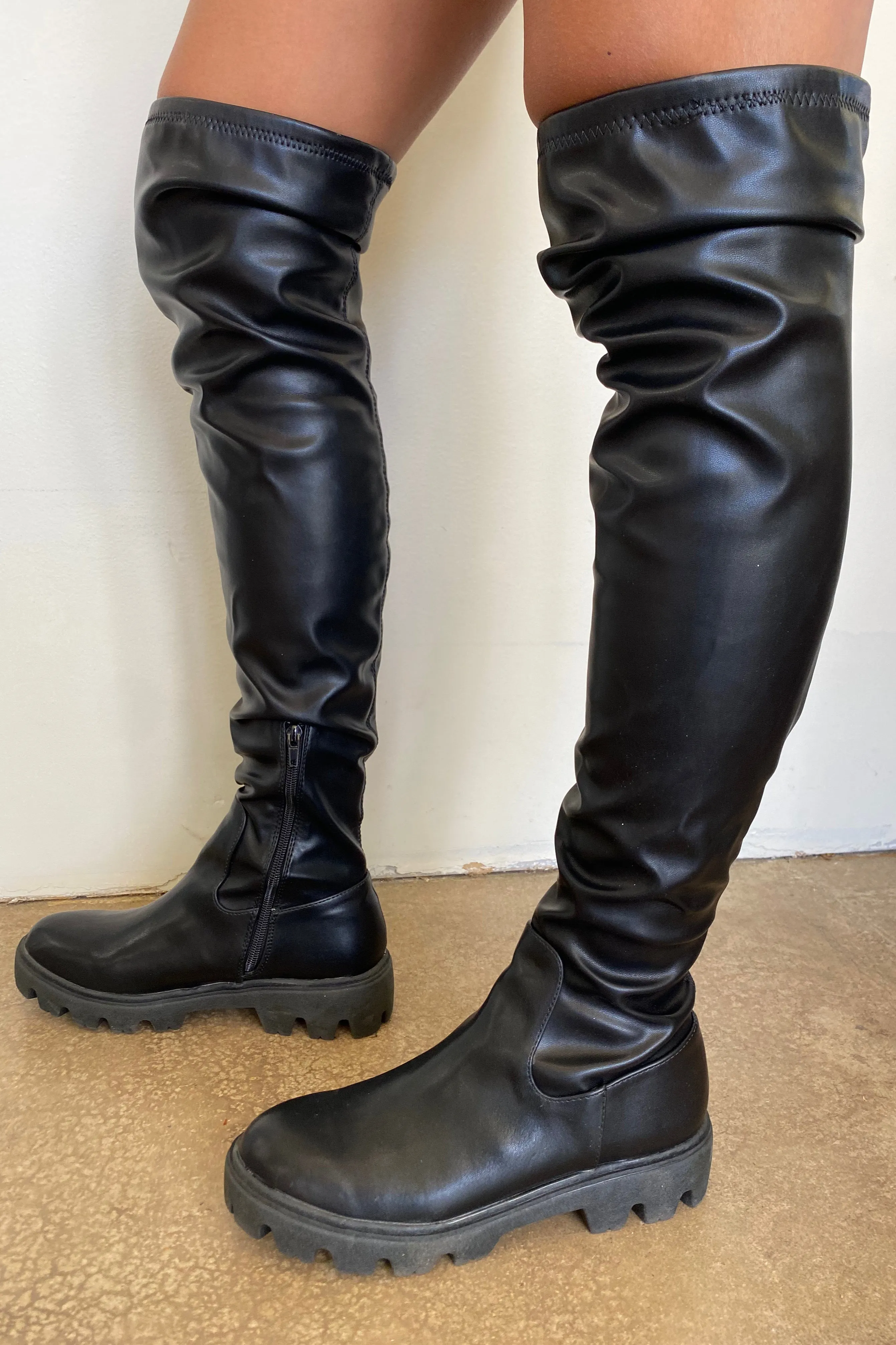 CrossGrain Fabric PortableOption Cool Girl Chelsea Knee High Boots