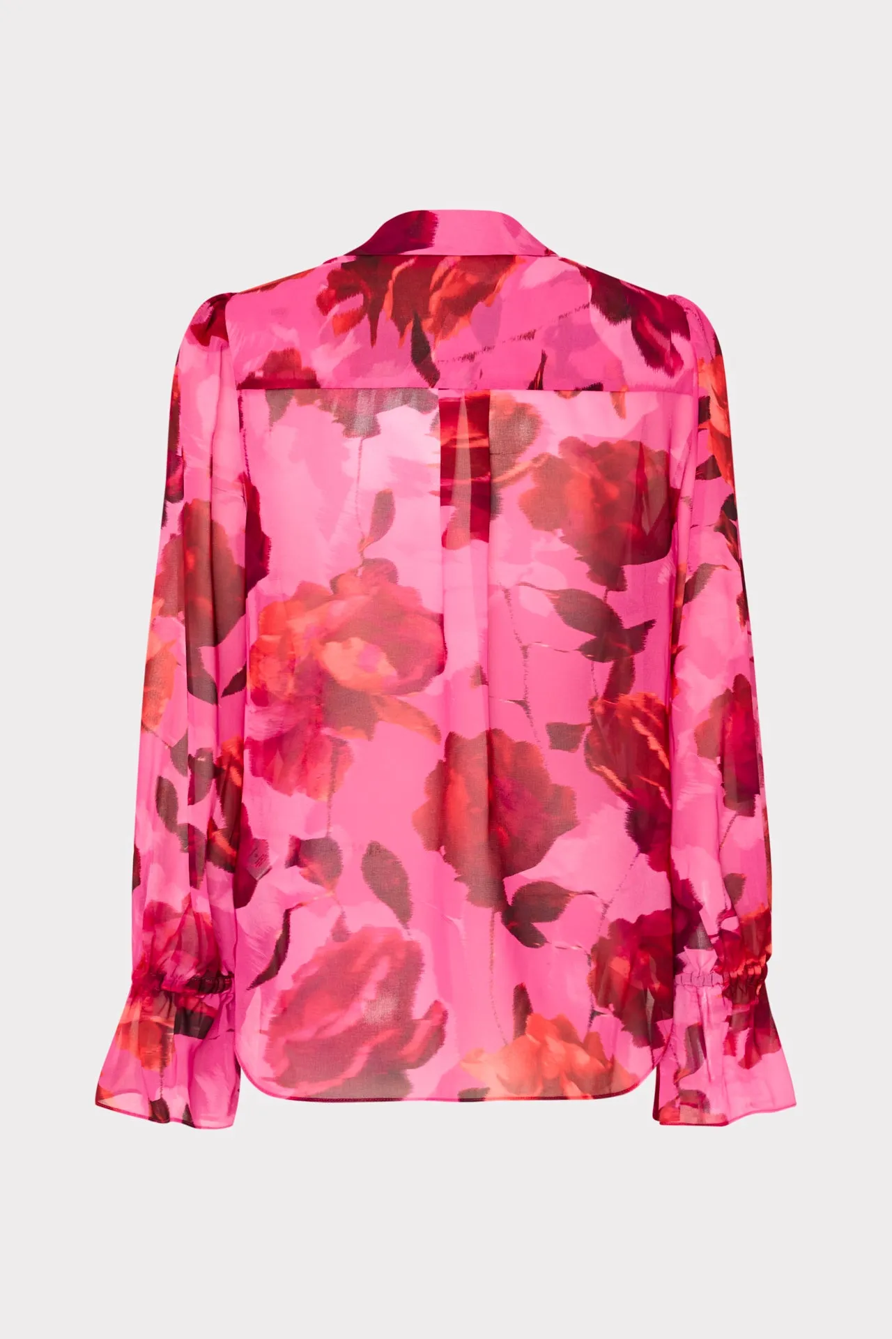MoistureManagementSystem Lacey Blurred Blossom Printed Blouse